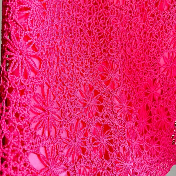 Vintage  Pink Sheath Dress Crochet Cordé Sleeveless M/L - Picture 6 of 8